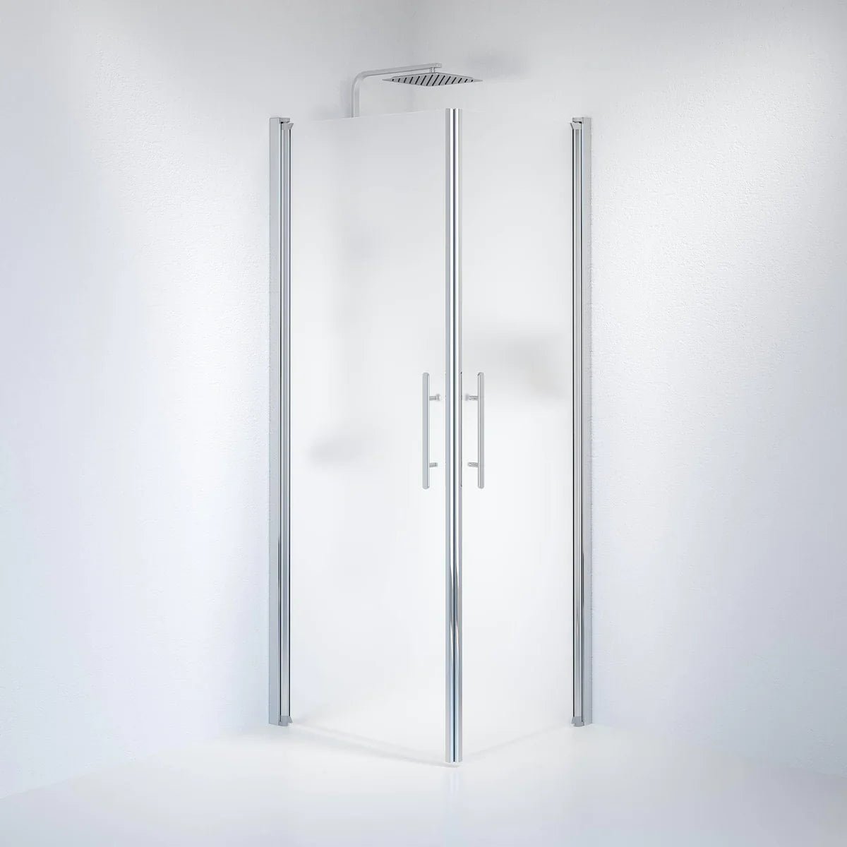 Vänern Duschhörn, Rak, Frostat Glas, Krom Profil - Duschhörna - BATH DELUXE - PRESTIGE - 36 - 708 - 60 - 55 - 00 - BATHDELUXE SWEDEN