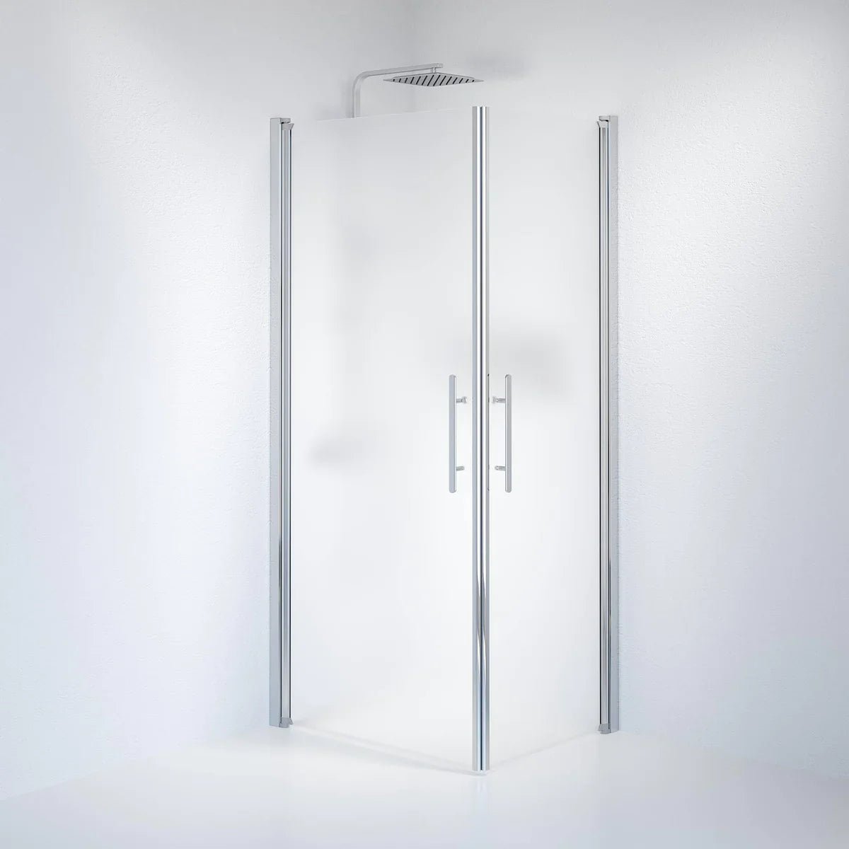 Vänern Duschhörn, Rak, Frostat Glas, Krom Profil - Duschhörna - BATH DELUXE - PRESTIGE - 36 - 709 - 60 - 55 - 00 - BATHDELUXE SWEDEN