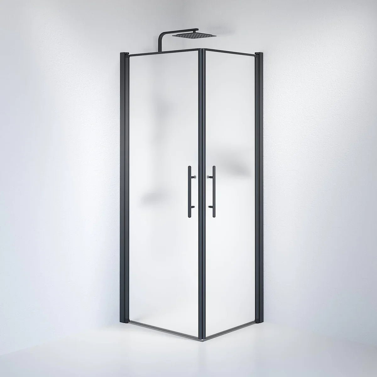Vänern Duschhörn, Rak, Frostat Glas, Svart Profil - Duschhörna - BATH DELUXE - PRESTIGE - 36 - 708 - 02 - 55 - 00 - BATHDELUXE SWEDEN