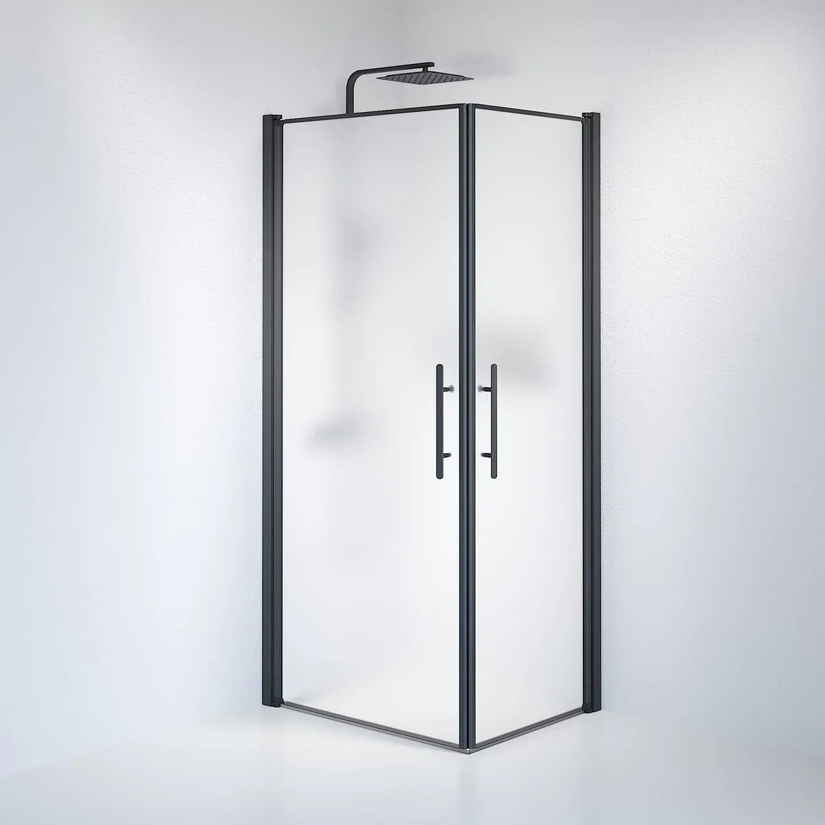 Vänern Duschhörn, Rak, Frostat Glas, Svart Profil - Duschhörna - BATH DELUXE - PRESTIGE - 36 - 709 - 02 - 55 - 00 - BATHDELUXE SWEDEN