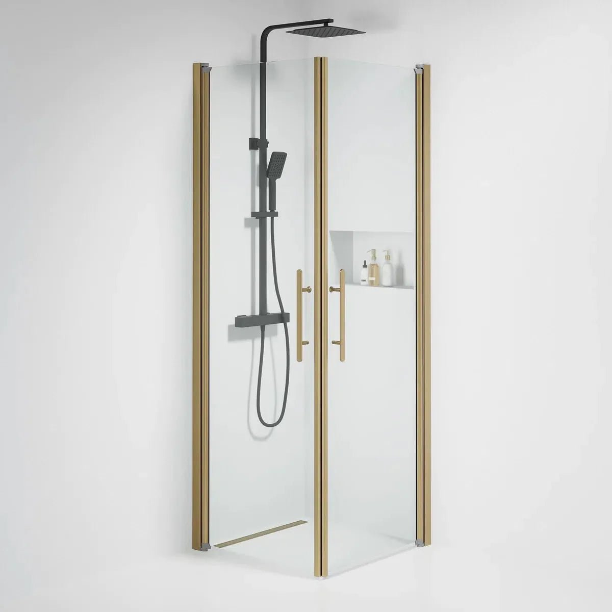 Vänern Duschhörn, Rak, Klarglas, Brons Profil - Duschhörna - BATH DELUXE - PRESTIGE - 36 - 707 - 70 - 50 - 00 - BATHDELUXE SWEDEN