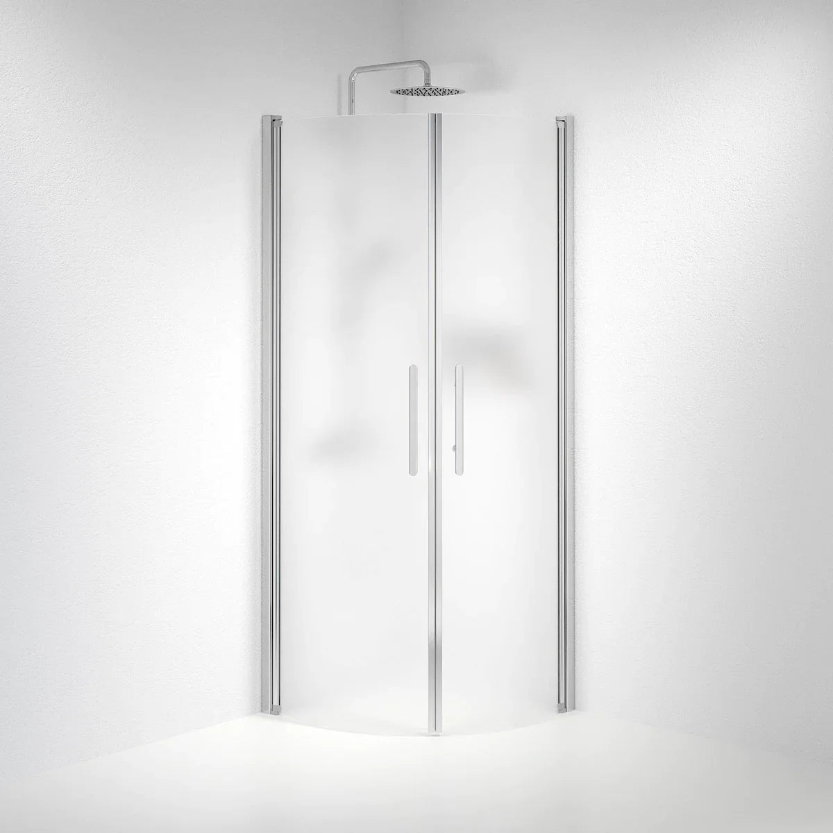 Vänern Duschhörn, Rund, Frostat Glas, Krom Profil - Duschhörna - BATH DELUXE - PRESTIGE - 35 - 708 - 60 - 55 - 00 - BATHDELUXE SWEDEN