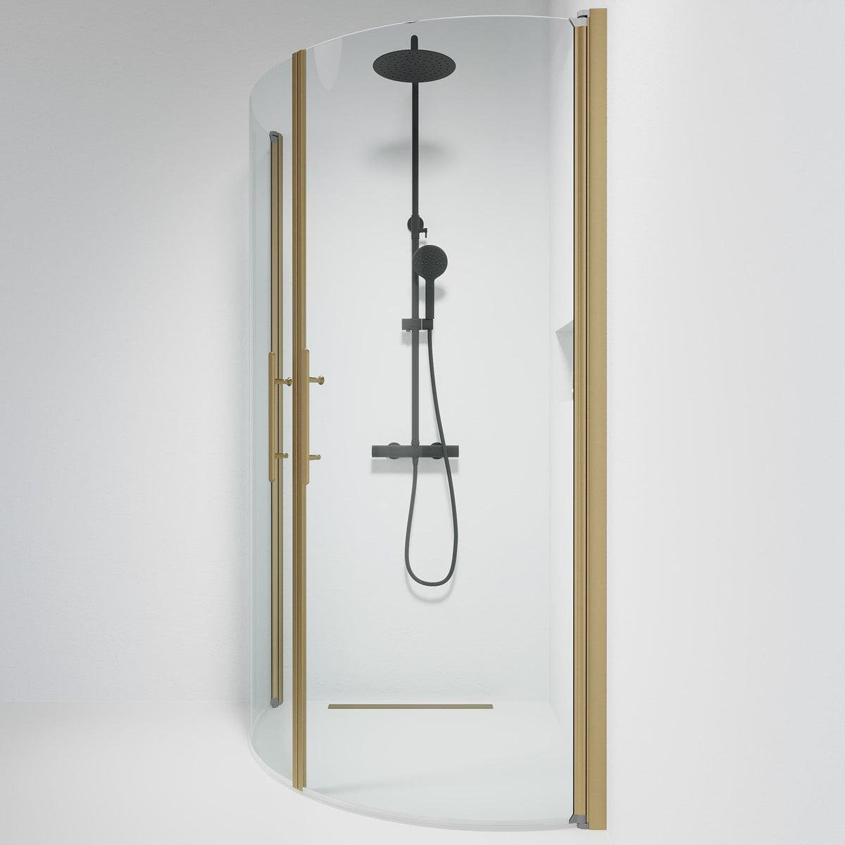 Vänern Duschhörn, Rund, Klarglas, Brons Profil - Duschhörna - BATH DELUXE - PRESTIGE - 35 - 101 - 70 - 50 - 00 - BATHDELUXE SWEDEN