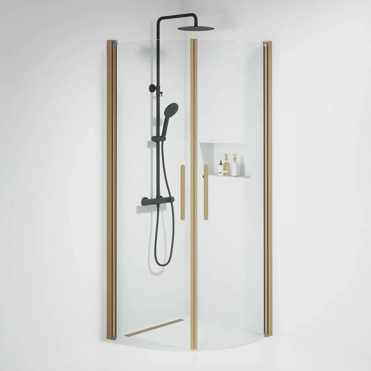 Vänern Duschhörn, Rund, Klarglas, Brons Profil - Duschhörna - BATH DELUXE - PRESTIGE - 35 - 808 - 70 - 50 - 00 - BATHDELUXE SWEDEN