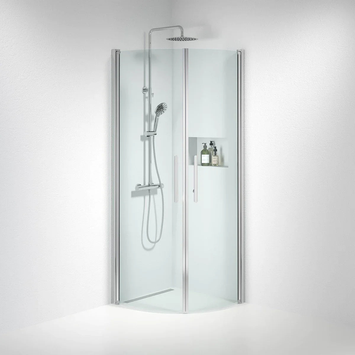 Vänern Duschhörn, Rund, Klarglas, Krom Profil - Duschhörna - BATH DELUXE - PRESTIGE - 35 - 708 - 60 - 50 - 00 - BATHDELUXE SWEDEN