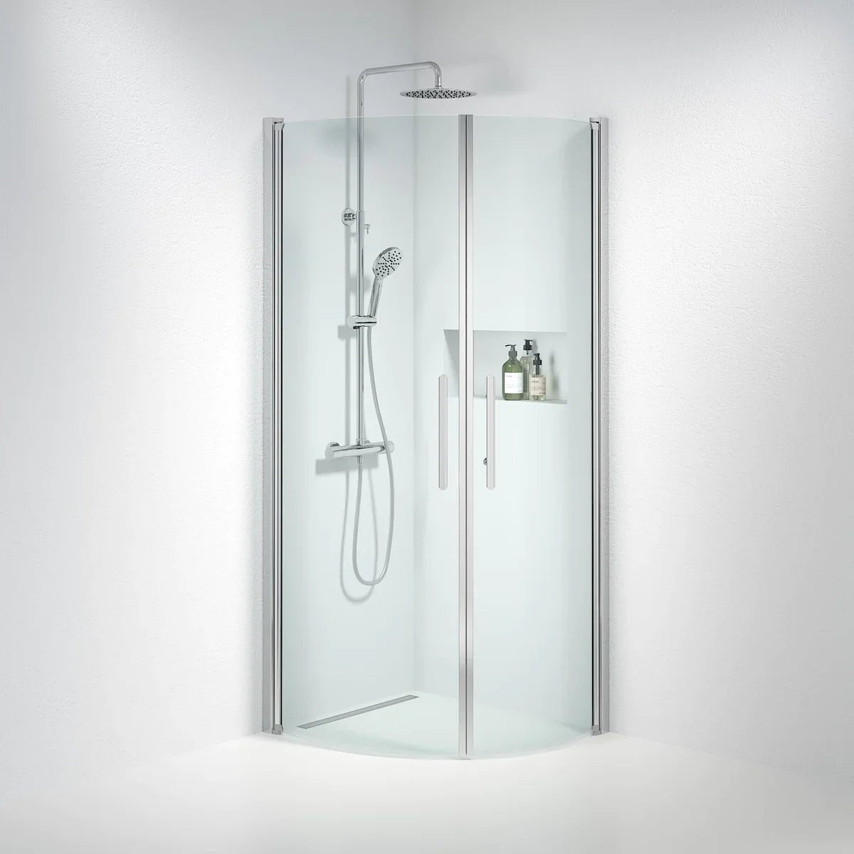 Vänern Duschhörn, Rund, Klarglas, Krom Profil - Duschhörna - BATH DELUXE - PRESTIGE - 35 - 709 - 60 - 50 - 00 - BATHDELUXE SWEDEN