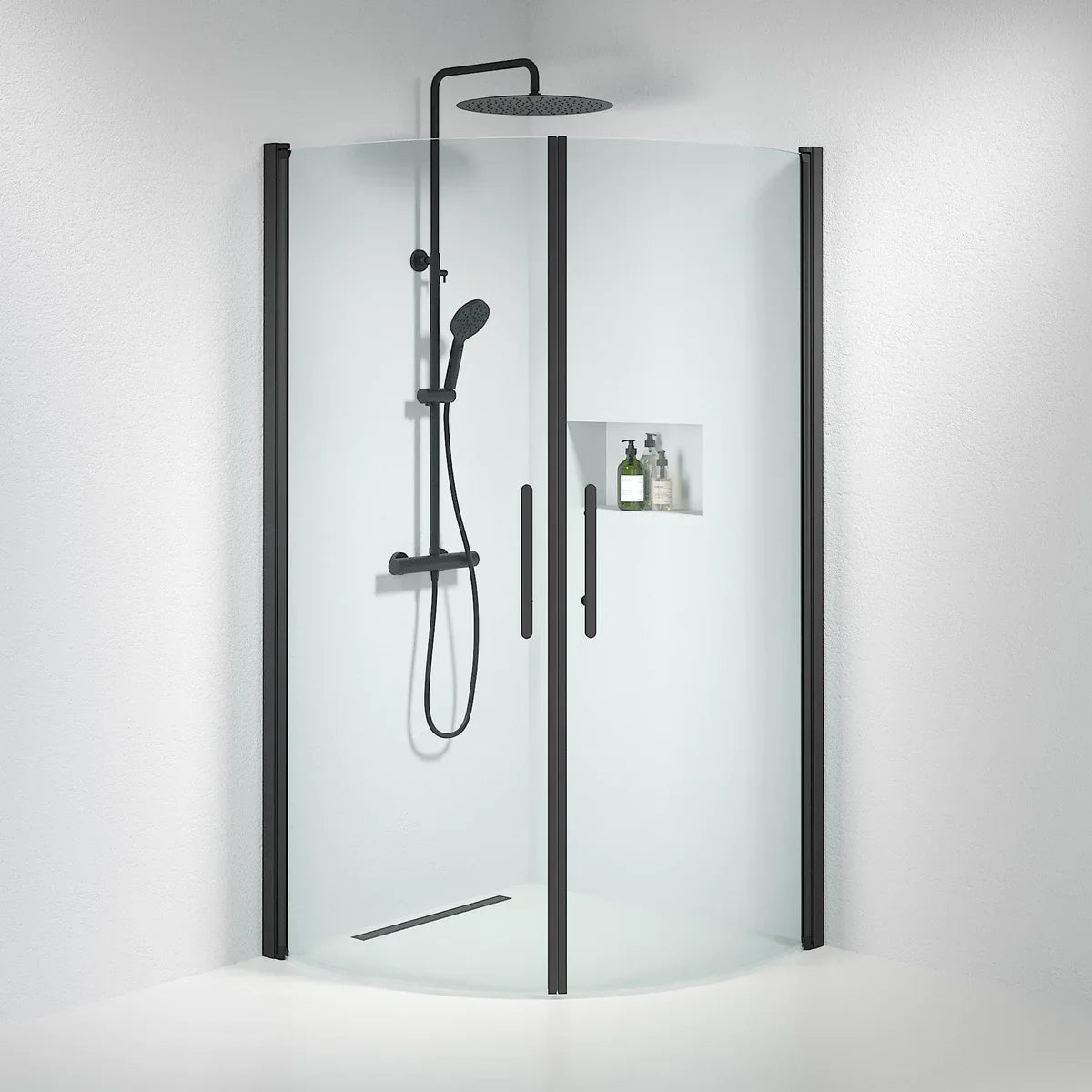 Vänern Duschhörn, Rund, Klarglas, Svart Profil - Duschhörna - BATH DELUXE - PRESTIGE - 35 - 101 - 02 - 50 - 00 - BATHDELUXE SWEDEN