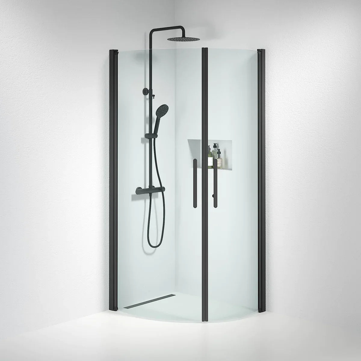 Vänern Duschhörn, Rund, Klarglas, Svart Profil - Duschhörna - BATH DELUXE - PRESTIGE - 35 - 701 - 02 - 50 - 00 - BATHDELUXE SWEDEN