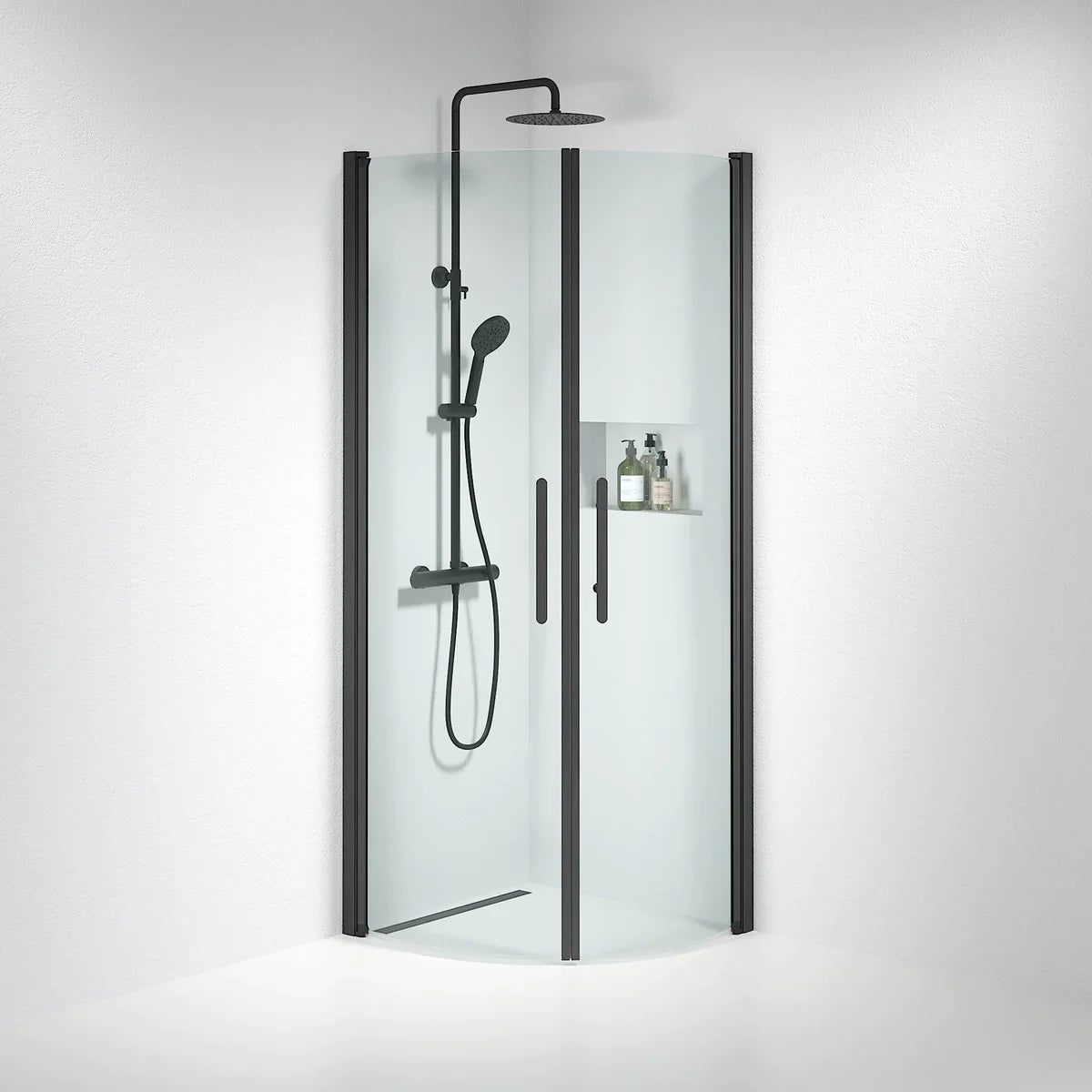 Vänern Duschhörn, Rund, Klarglas, Svart Profil - Duschhörna - BATH DELUXE - PRESTIGE - 35 - 708 - 02 - 50 - 00 - BATHDELUXE SWEDEN