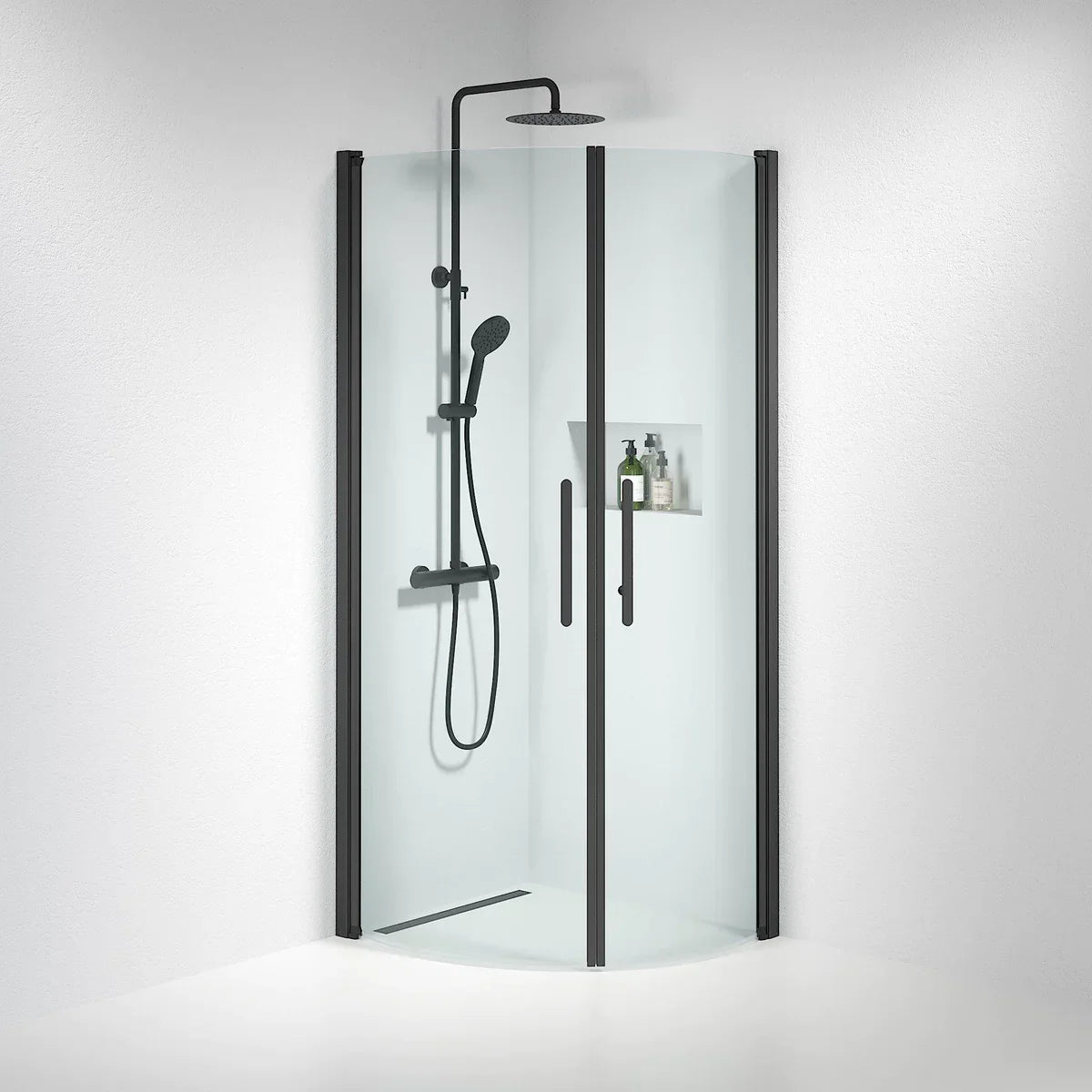 Vänern Duschhörn, Rund, Klarglas, Svart Profil - Duschhörna - BATH DELUXE - PRESTIGE - 35 - 709 - 02 - 50 - 00 - BATHDELUXE SWEDEN