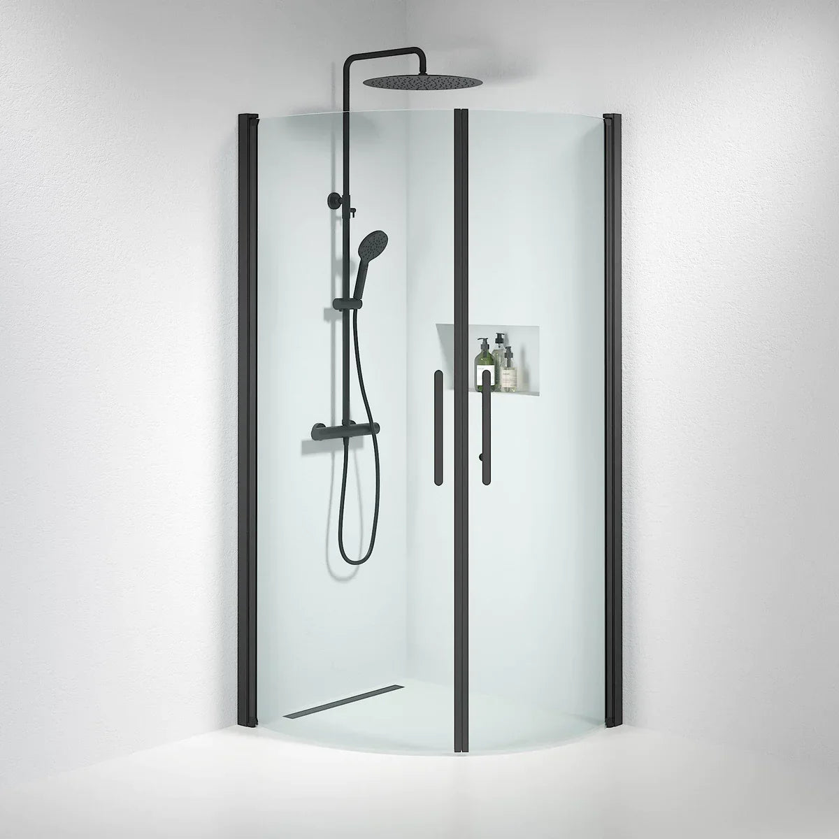 Vänern Duschhörn, Rund, Klarglas, Svart Profil - Duschhörna - BATH DELUXE - PRESTIGE - 35 - 801 - 02 - 50 - 00 - BATHDELUXE SWEDEN