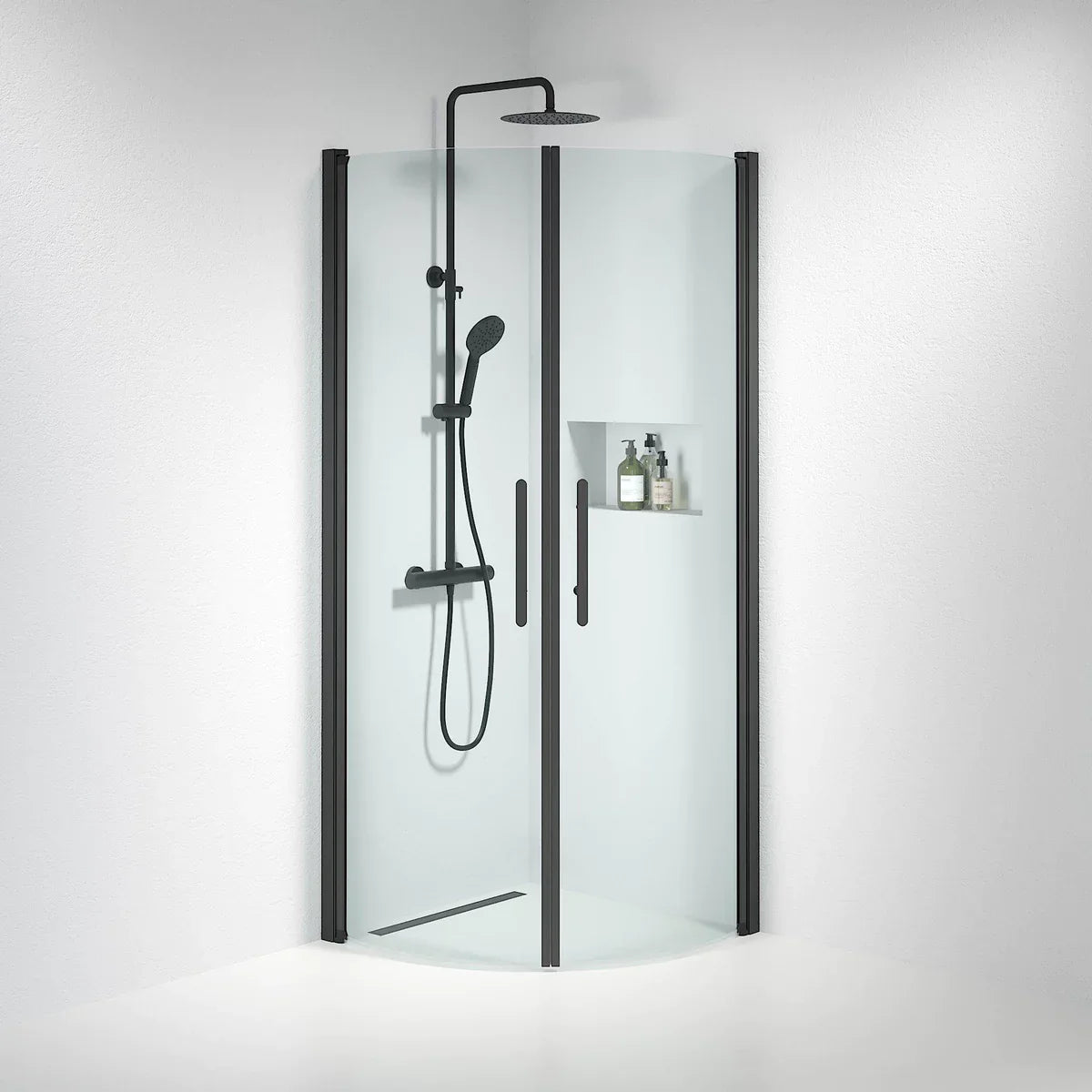 Vänern Duschhörn, Rund, Klarglas, Svart Profil - Duschhörna - BATH DELUXE - PRESTIGE - 35 - 808 - 02 - 50 - 00 - BATHDELUXE SWEDEN