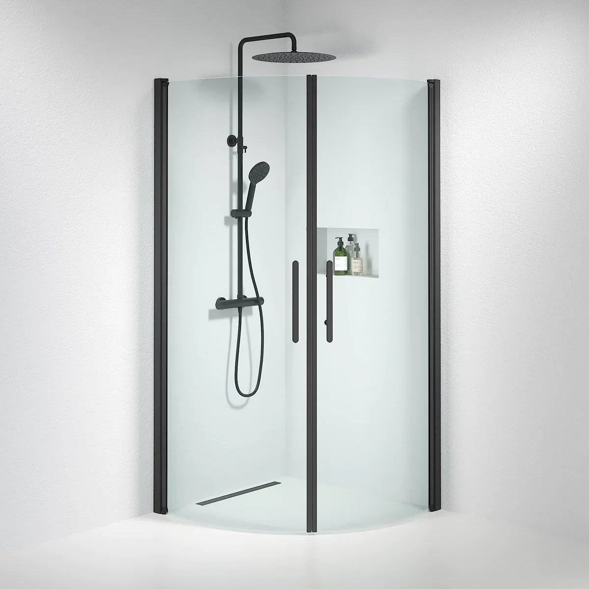 Vänern Duschhörn, Rund, Klarglas, Svart Profil - Duschhörna - BATH DELUXE - PRESTIGE - 35 - 901 - 02 - 50 - 00 - BATHDELUXE SWEDEN