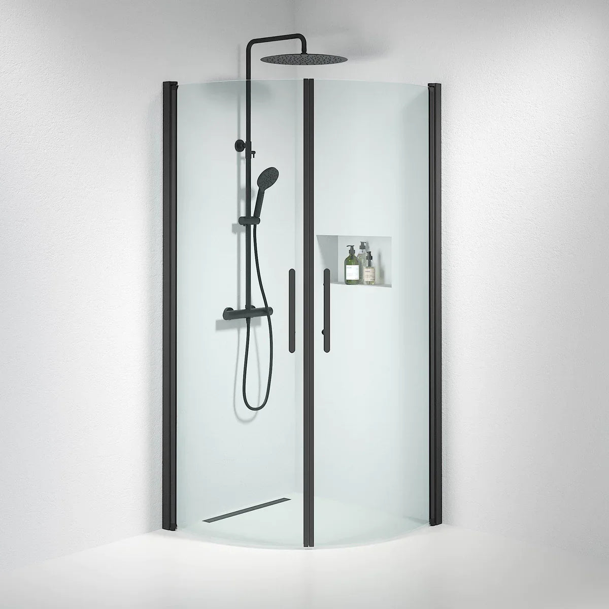 Vänern Duschhörn, Rund, Klarglas, Svart Profil - Duschhörna - BATH DELUXE - PRESTIGE - 35 - 909 - 02 - 50 - 00 - BATHDELUXE SWEDEN