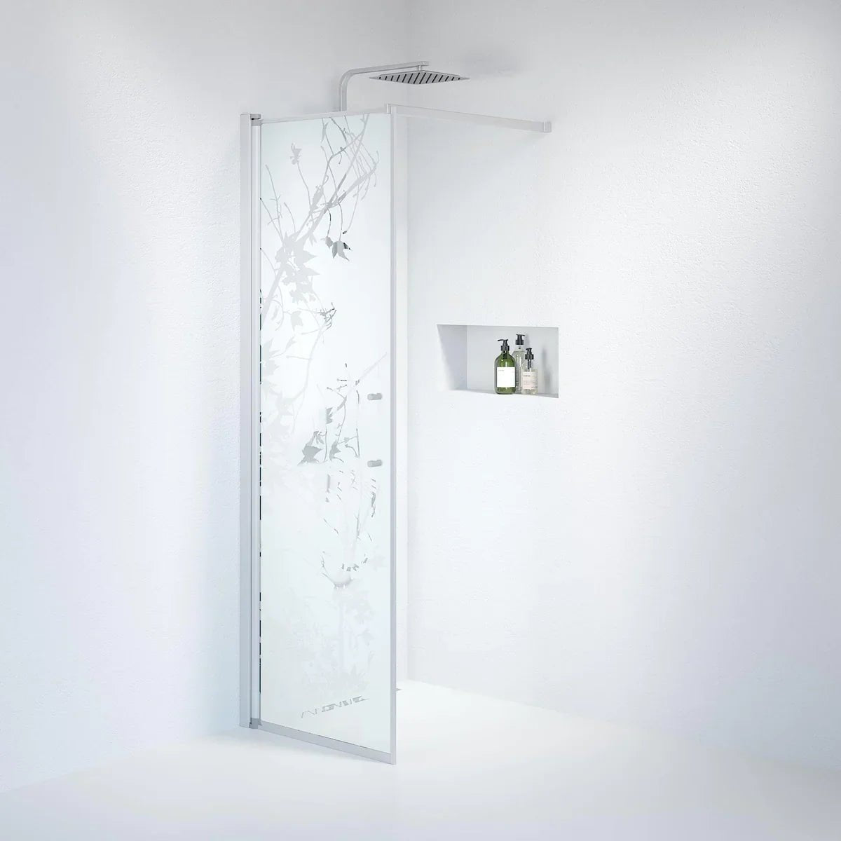 Vänern Duschvägg, Frostat Decor Glas, Borstad Aluminium Profil - Duschväggar - BATH DELUXE - PRESTIGE - 39 - 070 - 67 - 54 - 00 - BATHDELUXE SWEDEN