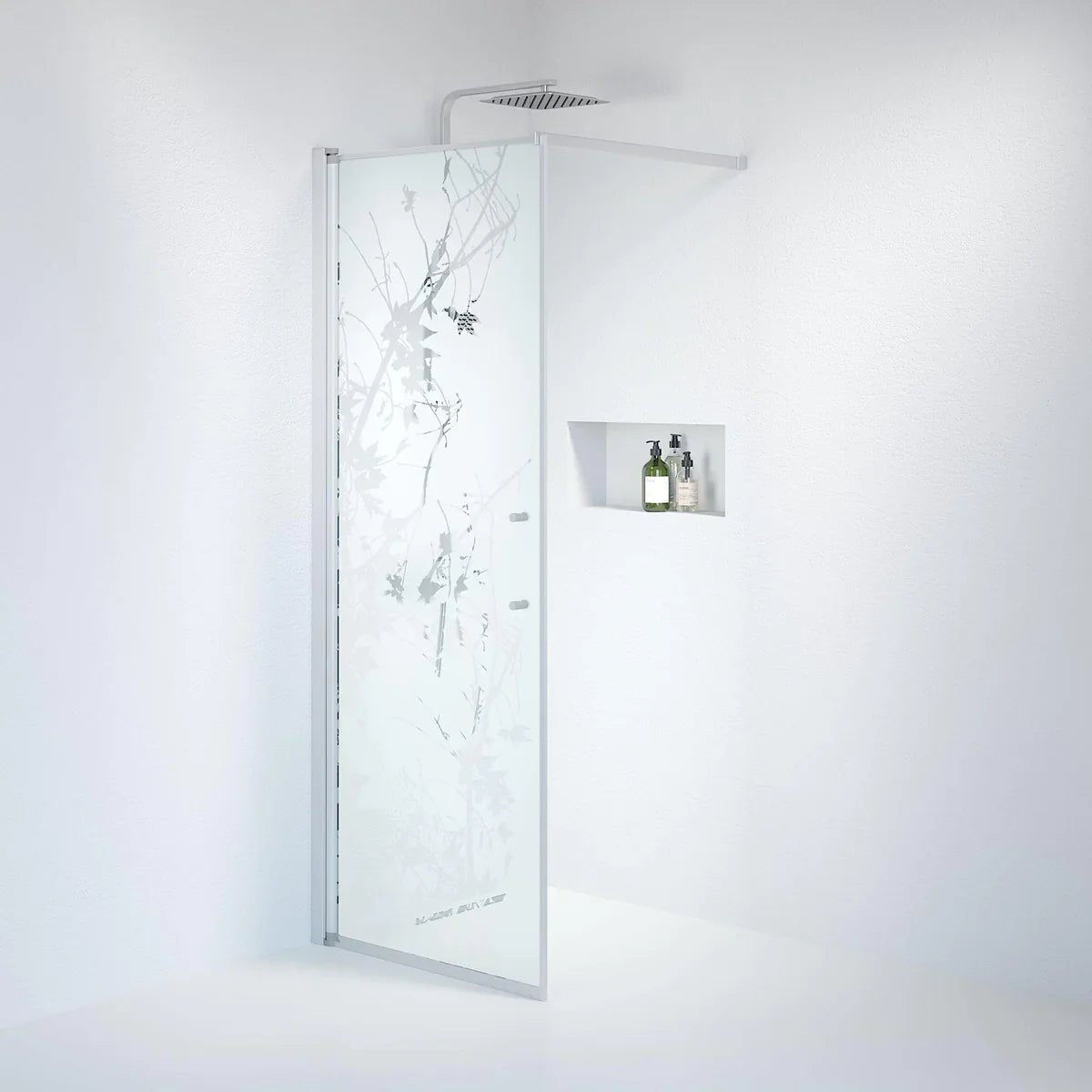 Vänern Duschvägg, Frostat Decor Glas, Borstad Aluminium Profil - Duschväggar - BATH DELUXE - PRESTIGE - 39 - 080 - 67 - 54 - 00 - BATHDELUXE SWEDEN