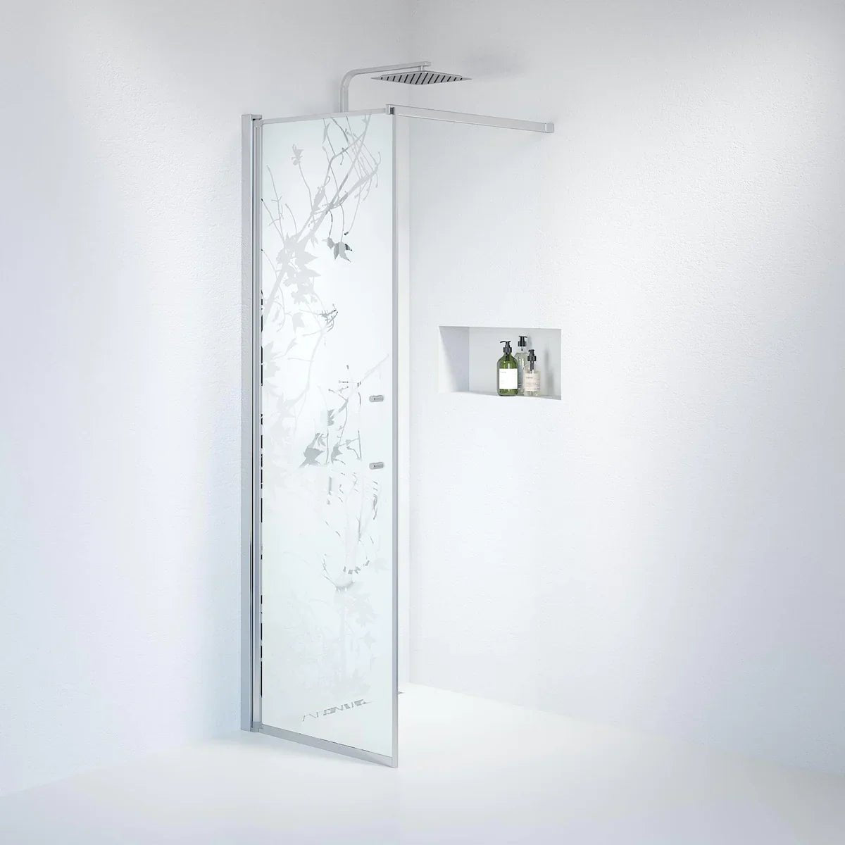 Vänern Duschvägg, Frostat Decor Glas, Krom Profil - Duschväggar - BATH DELUXE - PRESTIGE - 39 - 070 - 60 - 54 - 00 - BATHDELUXE SWEDEN