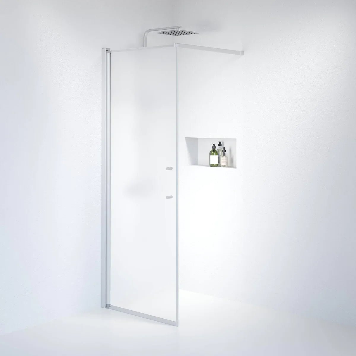 Vänern Duschvägg, Frostat Glas, Borstad Aluminium Profil - Duschväggar - BATH DELUXE - PRESTIGE - 39 - 080 - 67 - 55 - 00 - BATHDELUXE SWEDEN