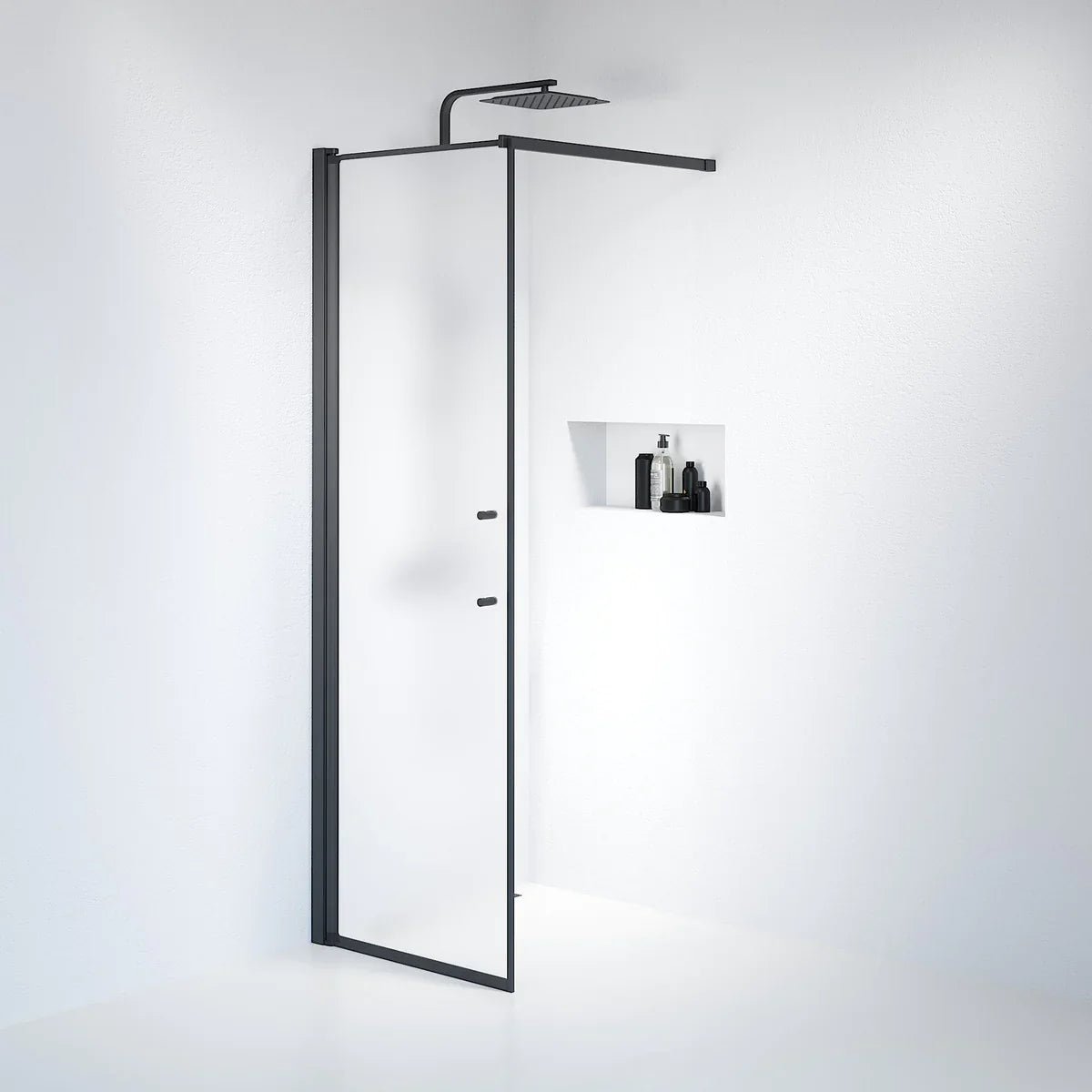 Vänern Duschvägg, Frostat Glas, Svart Profil - Duschväggar - BATH DELUXE - PRESTIGE - 39 - 070 - 02 - 55 - 00 - BATHDELUXE SWEDEN
