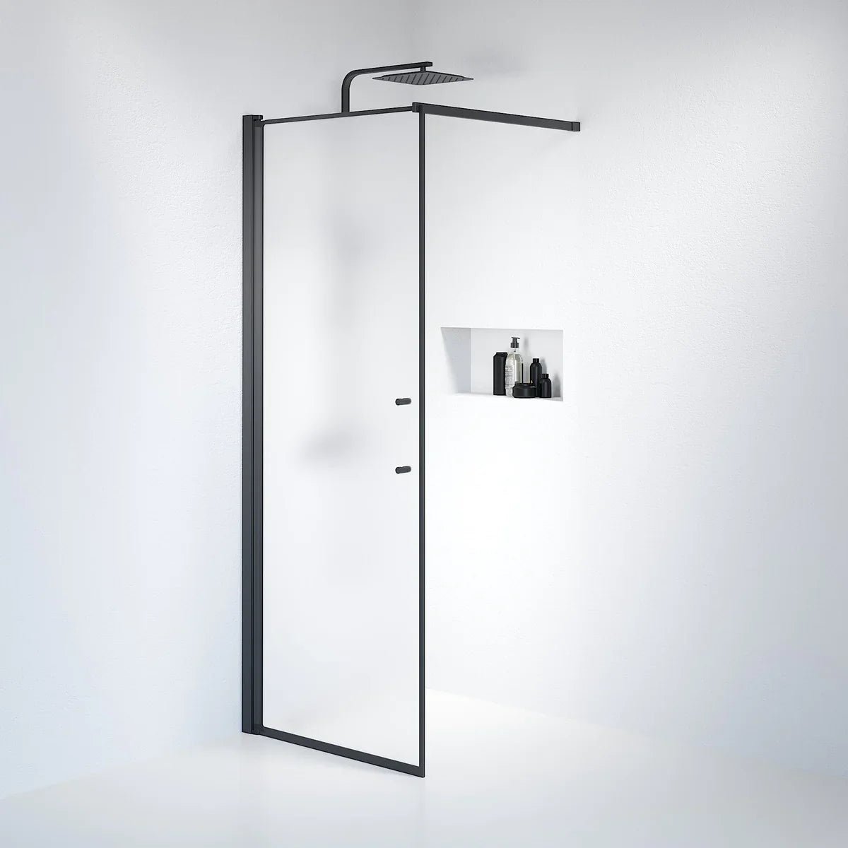 Vänern Duschvägg, Frostat Glas, Svart Profil - Duschväggar - BATH DELUXE - PRESTIGE - 39 - 080 - 02 - 55 - 00 - BATHDELUXE SWEDEN