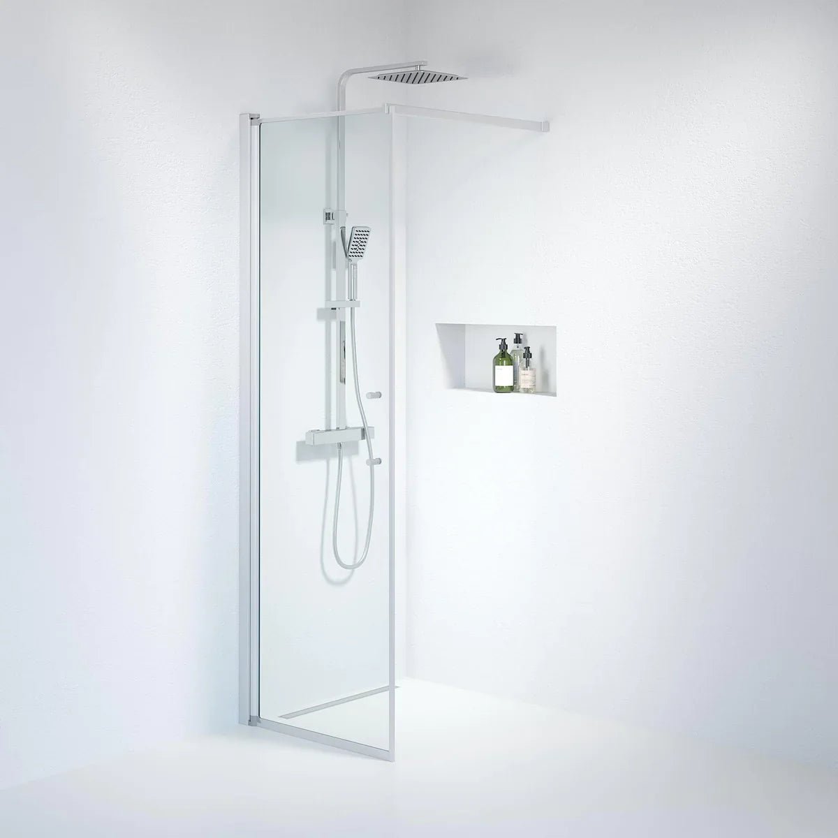 Vänern Duschvägg, Klarglas, Borstad Aluminium Profil - Duschväggar - BATH DELUXE - PRESTIGE - 39 - 070 - 67 - 50 - 00 - BATHDELUXE SWEDEN