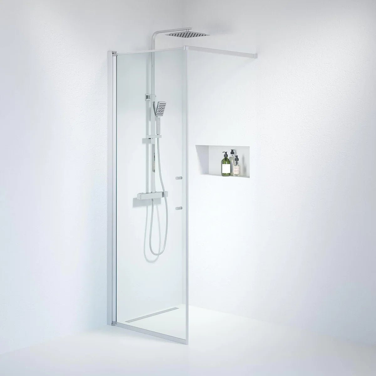 Vänern Duschvägg, Klarglas, Borstad Aluminium Profil - Duschväggar - BATH DELUXE - PRESTIGE - 39 - 080 - 67 - 50 - 00 - BATHDELUXE SWEDEN
