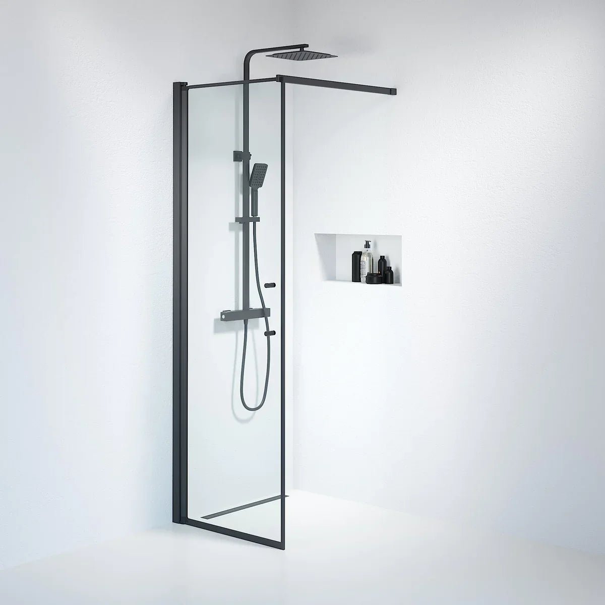 Vänern Duschvägg, Klarglas, Svart Profil - Duschväggar - BATH DELUXE - PRESTIGE - 39 - 070 - 02 - 50 - 00 - BATHDELUXE SWEDEN