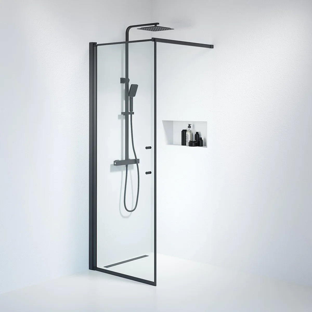 Vänern Duschvägg, Klarglas, Svart Profil - Duschväggar - BATH DELUXE - PRESTIGE - 39 - 080 - 02 - 50 - 00 - BATHDELUXE SWEDEN