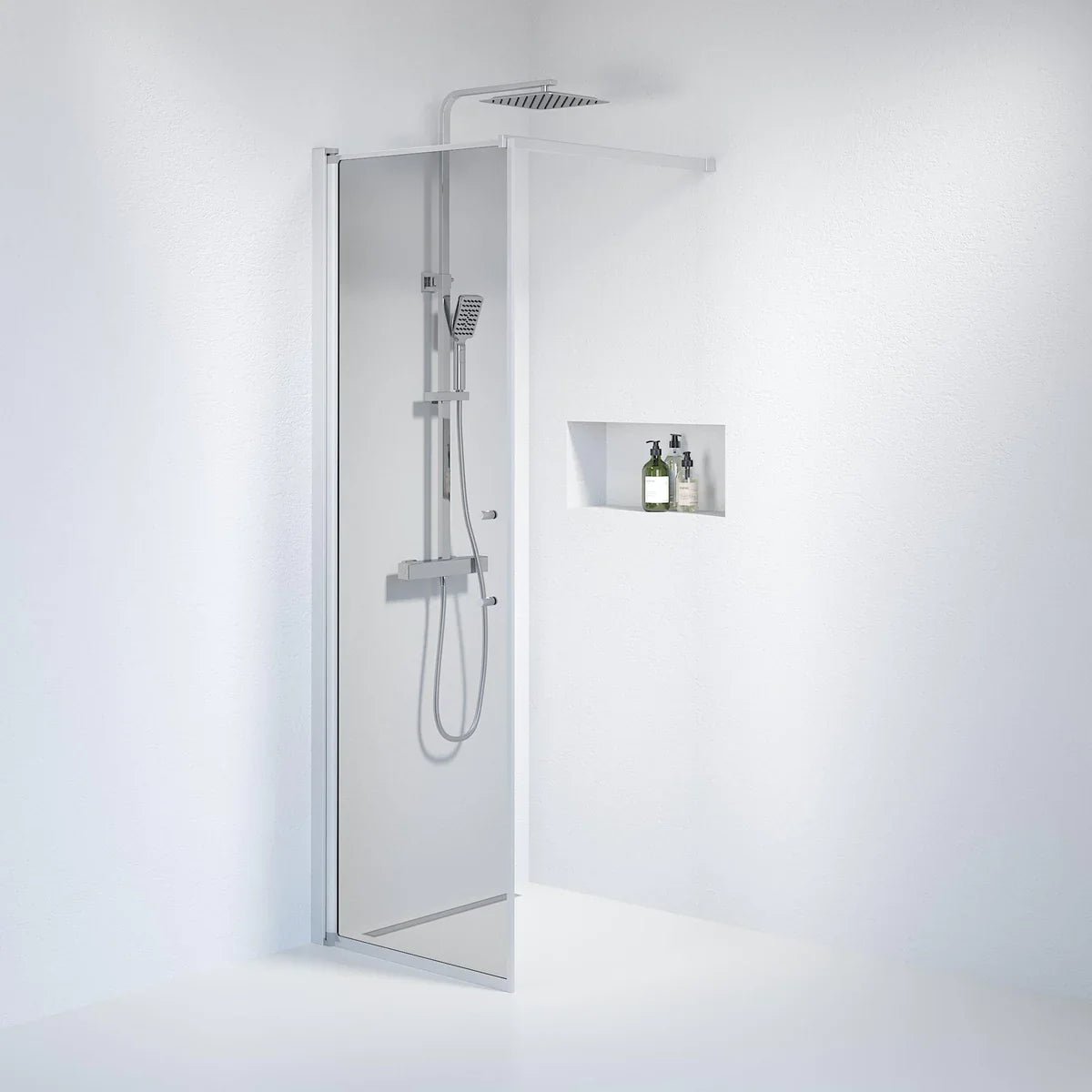 Vänern Duschvägg, Rökfärgat Glas, Borstad Aluminium Profil - Duschväggar - BATH DELUXE - PRESTIGE - 39 - 070 - 67 - 56 - 00 - BATHDELUXE SWEDEN