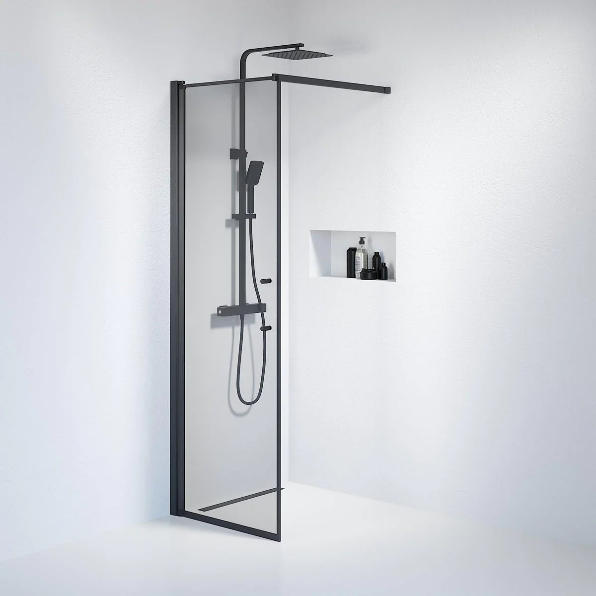Vänern Duschvägg, Rökfärgat Glas, Svart Profil - Duschväggar - BATH DELUXE - PRESTIGE - 39 - 070 - 02 - 56 - 00 - BATHDELUXE SWEDEN