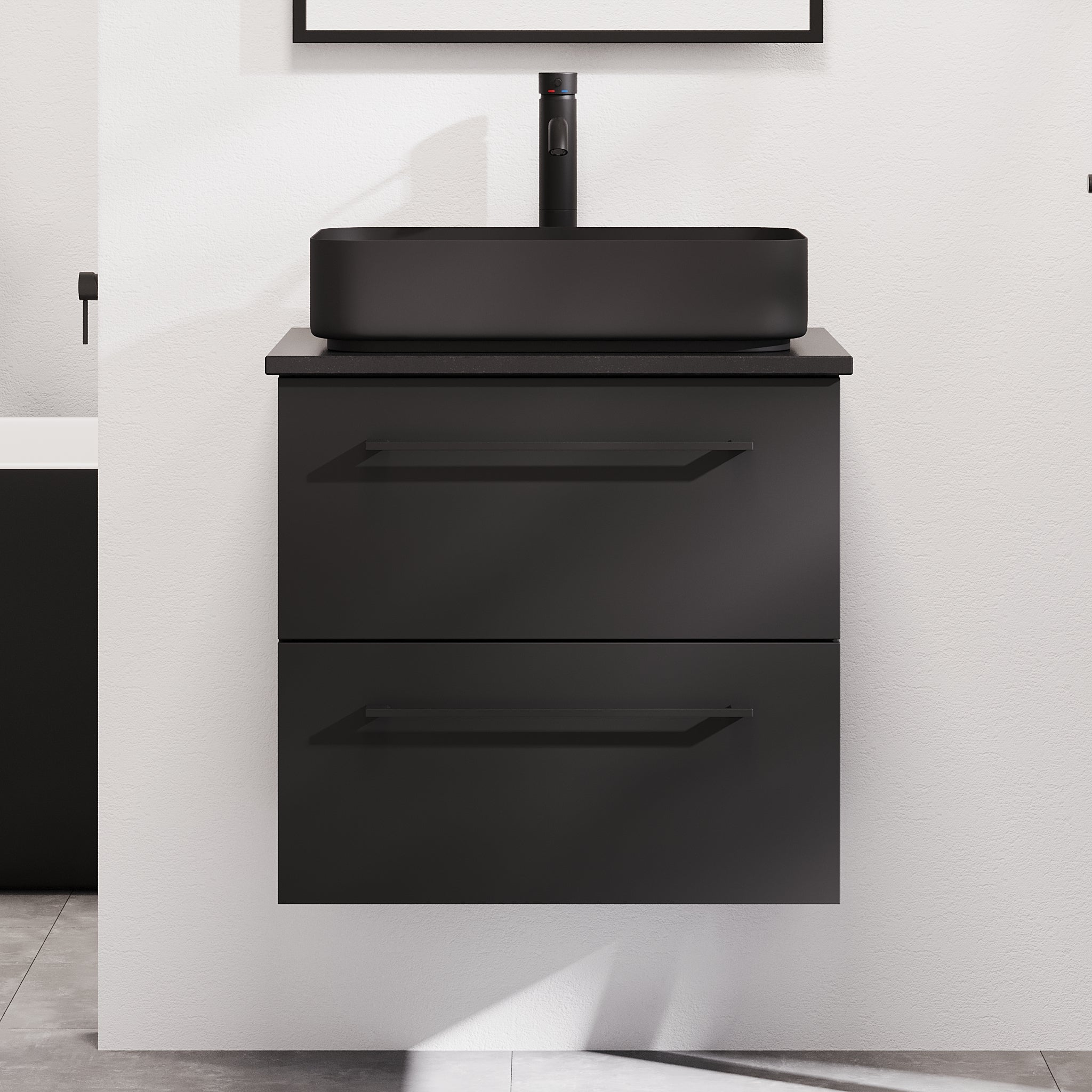 Vårhus Badrumsmöbel, Svart Matt - Tvättställsskåp - BATH DELUXE - PRESTIGE - 70 - 060 - 32 - 02 - 40 - BATHDELUXE SWEDEN