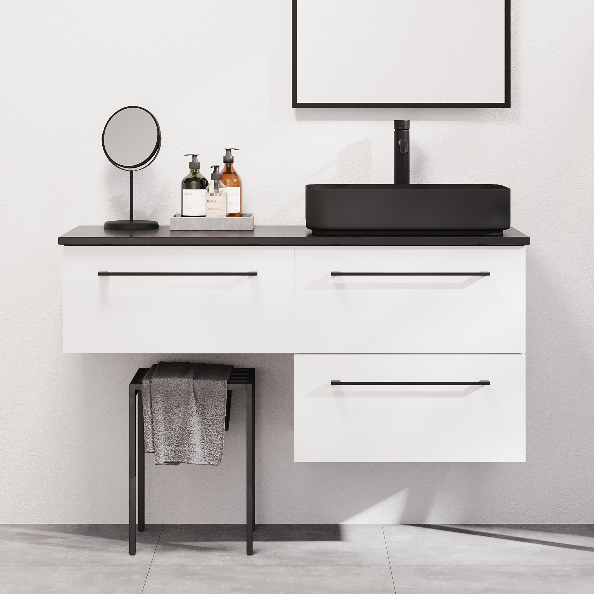 Vårhus Badrumsmöbel, Vit Matt - Tvättställsskåp - BATH DELUXE - PRESTIGE - 70 - 120 - 32 - 01 - 40 - BATHDELUXE SWEDEN