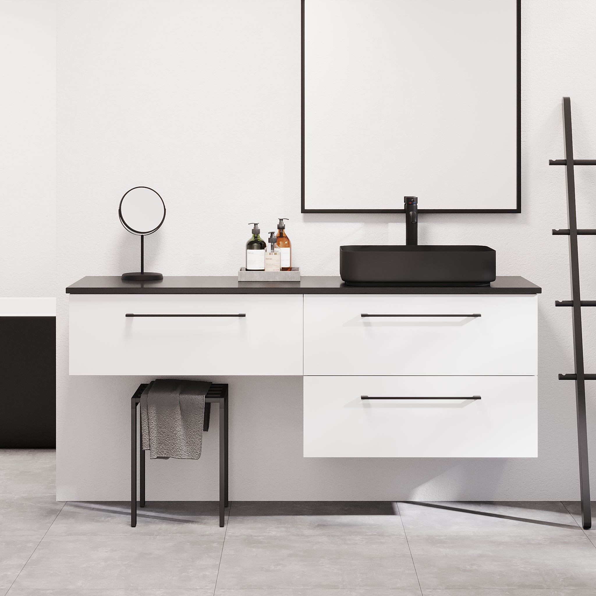 Vårhus Badrumsmöbel, Vit Matt - Tvättställsskåp - BATH DELUXE - PRESTIGE - 70 - 160 - 32 - 01 - 40 - BATHDELUXE SWEDEN