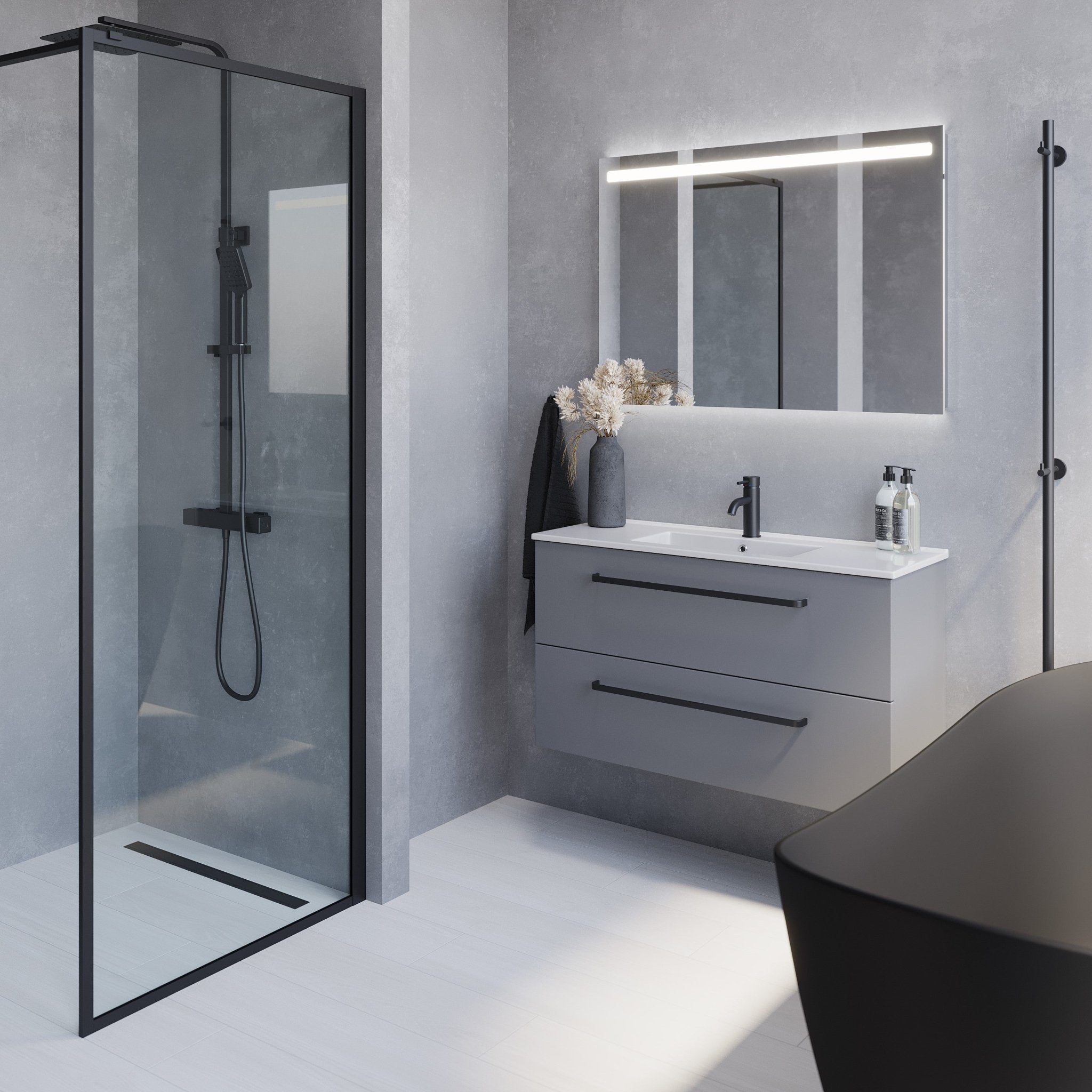 Vegsund Tvättställsskåp Slimline, Grå Matt - Tvättställsskåp - BATH DELUXE - PRESTIGE - 70 - 100 - 70 - 03 - 30 - BATHDELUXE SWEDEN