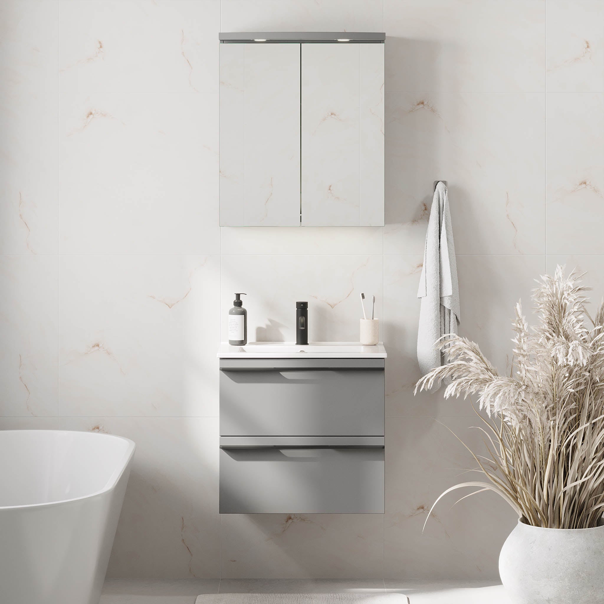 Verdal Badrumsmöbel, Grå Matt - Tvättställsskåp - BATH DELUXE - PRESTIGE - 70 - 060 - 70 - 03 - 31 - BATHDELUXE SWEDEN