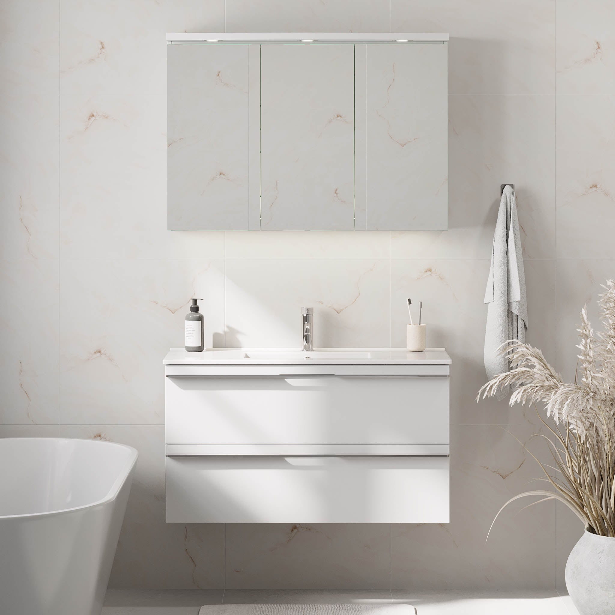 Verdal Slimline Badrumsmöbel, Vit Matt - Tvättställsskåp - BATH DELUXE - PRESTIGE - 70 - 100 - 70 - 01 - 31 - BATHDELUXE SWEDEN