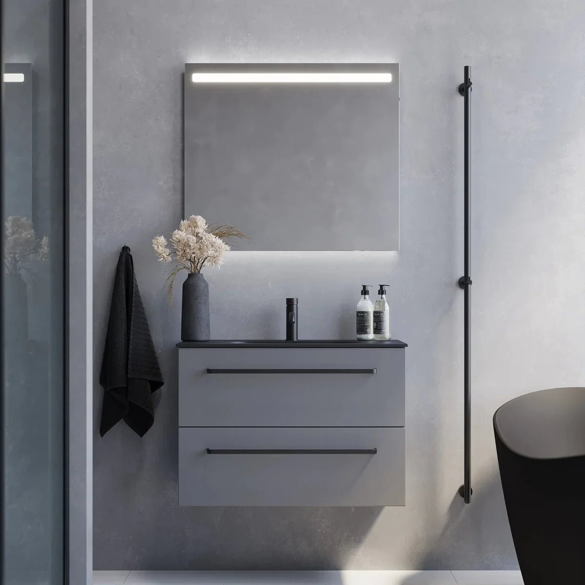 Veste Slimline Badrumsmöbel, Grå Matt - Tvättställsskåp - BATH DELUXE - PRESTIGE - 70 - 080 - 73 - 03 - 30 - BATHDELUXE SWEDEN