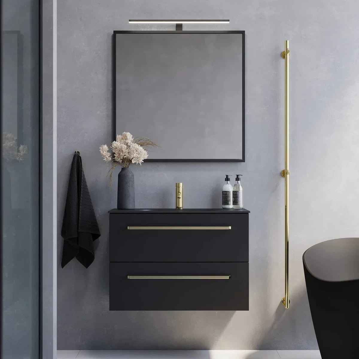 Veste Slimline Badrumsmöbel, Svart Matt - Tvättställsskåp - BATH DELUXE - PRESTIGE - 70 - 080 - 73 - 02 - 30 - BATHDELUXE SWEDEN