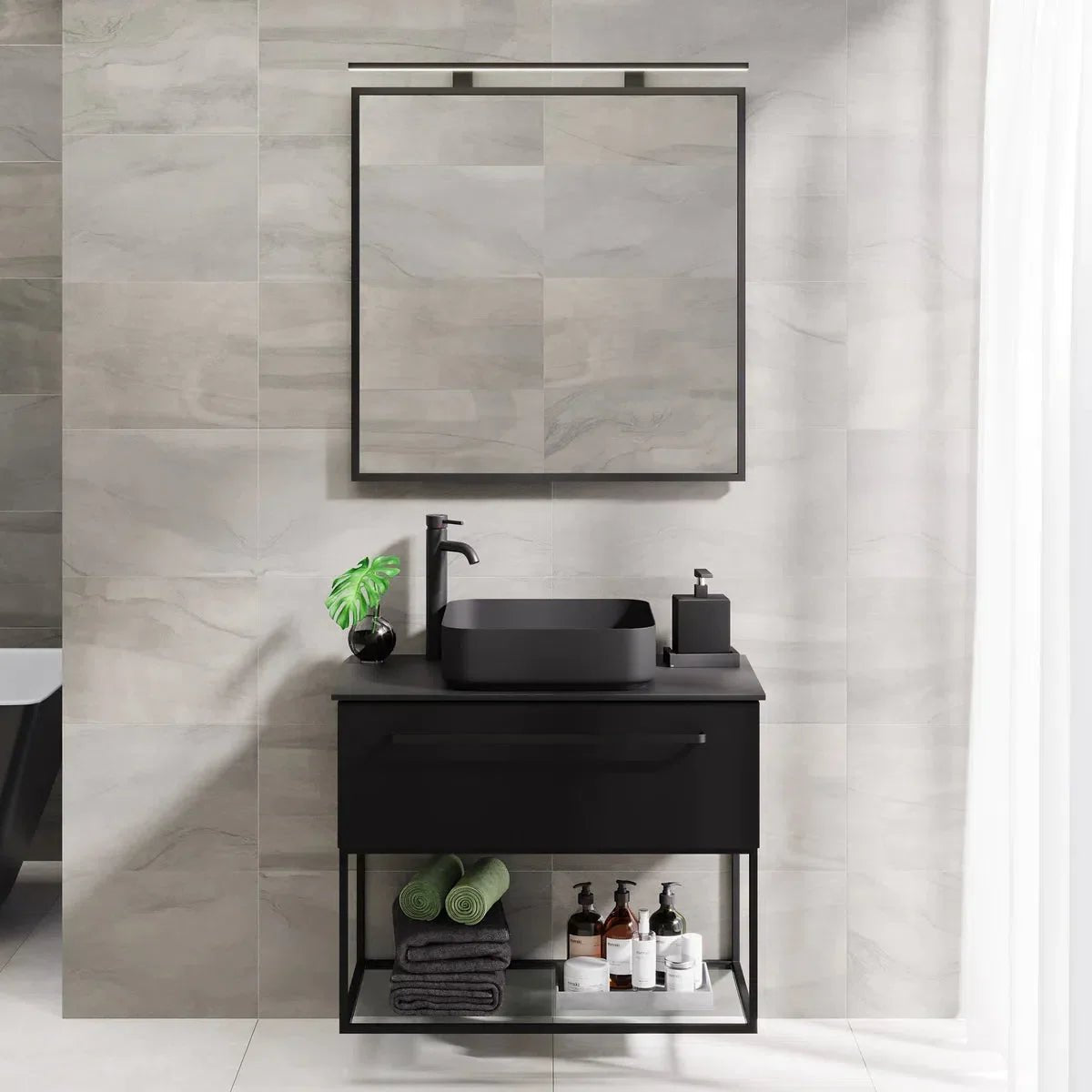 Vikeså Compact Badrumsmöbel, Svart Matt - Tvättställsskåp - BATH DELUXE - PRESTIGE - 85 - 080 - 24 - 02 - 30 - BATHDELUXE SWEDEN
