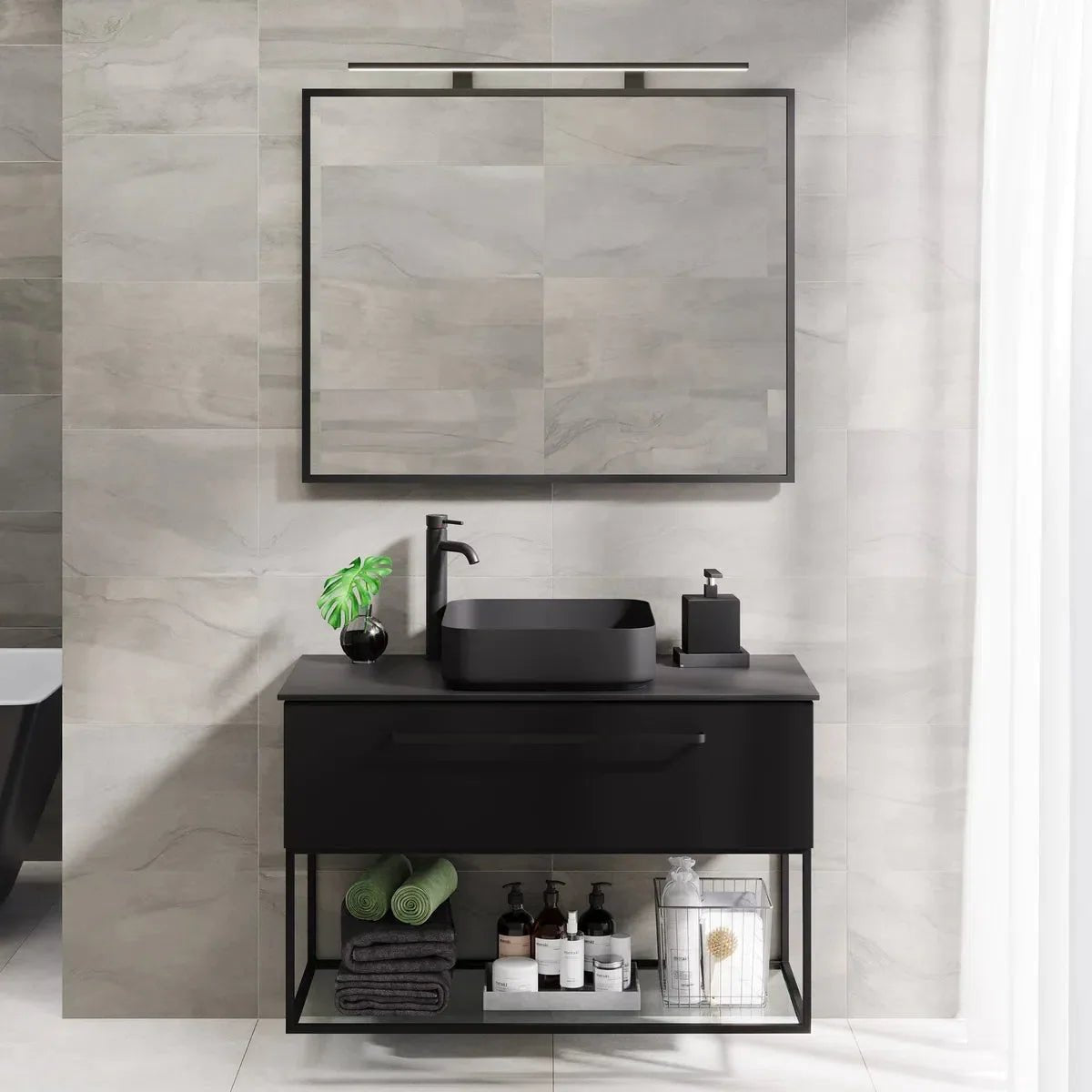 Vikeså Compact Badrumsmöbel, Svart Matt - Tvättställsskåp - BATH DELUXE - PRESTIGE - 85 - 100 - 24 - 02 - 30 - BATHDELUXE SWEDEN