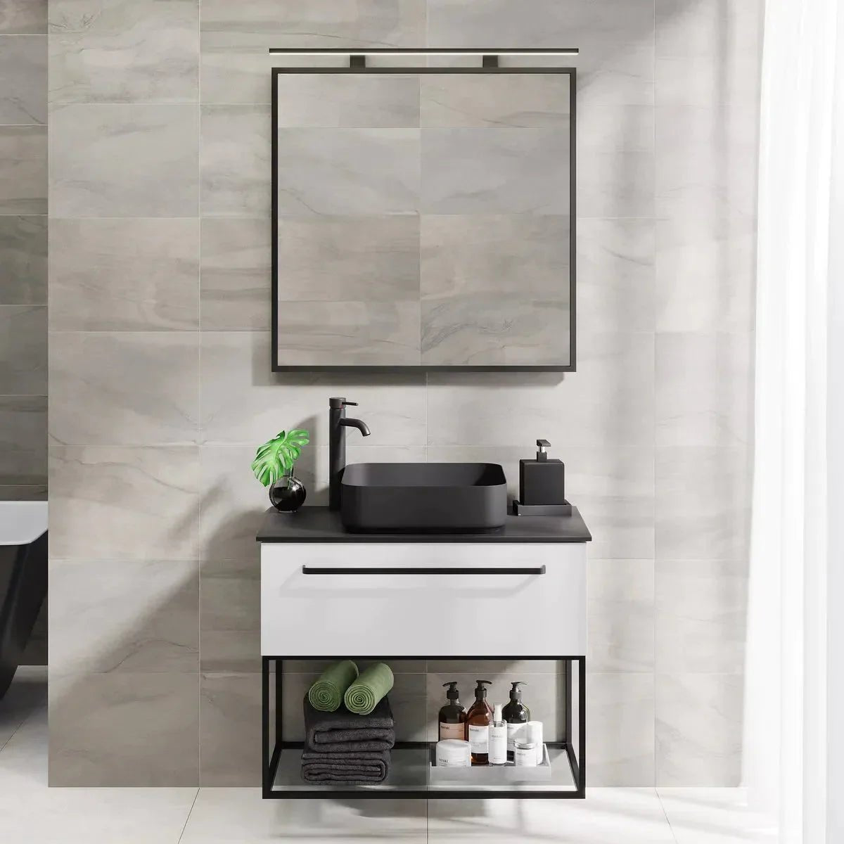 Vikeså Compact Badrumsmöbel, Vit Matt - Tvättställsskåp - BATH DELUXE - PRESTIGE - 85 - 080 - 24 - 01 - 30 - BATHDELUXE SWEDEN