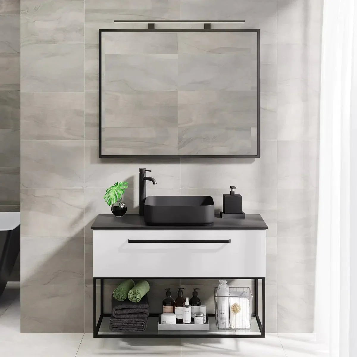 Vikeså Compact Badrumsmöbel, Vit Matt - Tvättställsskåp - BATH DELUXE - PRESTIGE - 85 - 100 - 24 - 01 - 30 - BATHDELUXE SWEDEN