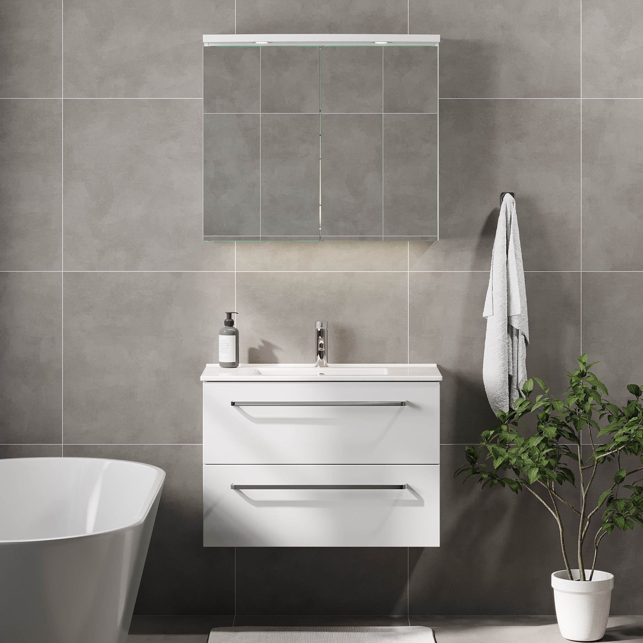 Volda Badrumsmöbel, Vit Matt - Tvättställsskåp - BATH DELUXE - PRESTIGE - 70 - 080 - 70 - 01 - 30 - BATHDELUXE SWEDEN