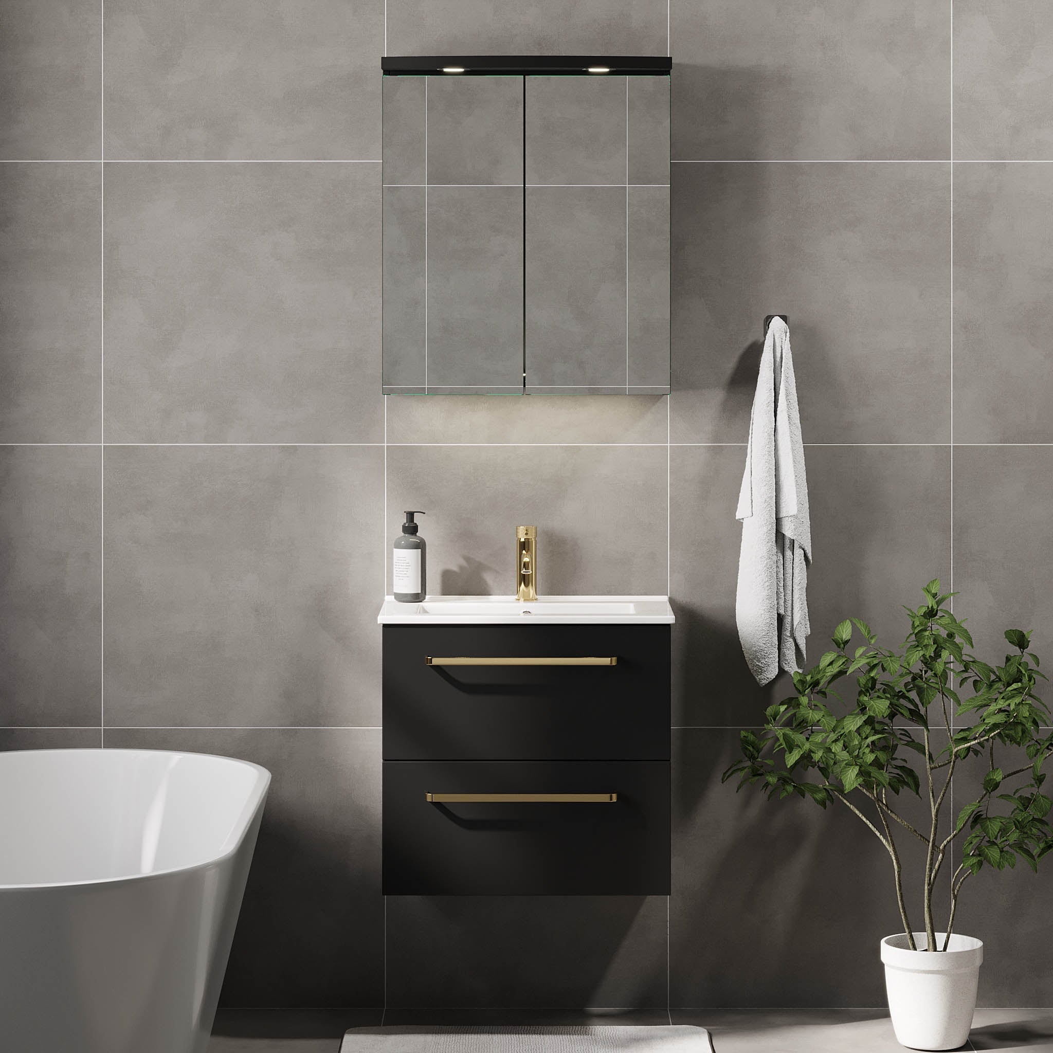 Volda Slimline Badrumsmöbel, Svart Matt - Tvättställsskåp - BATH DELUXE - PRESTIGE - 70 - 060 - 70 - 02 - 30 - BATHDELUXE SWEDEN